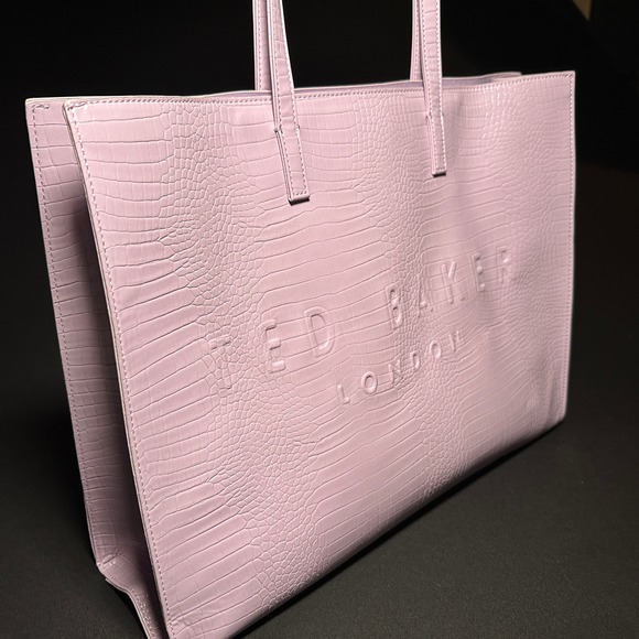 Ted Baker Tote Bag Large Croc Embossed Lilac Pink The Icon Tote London Barbiecor - Picture 7 of 14